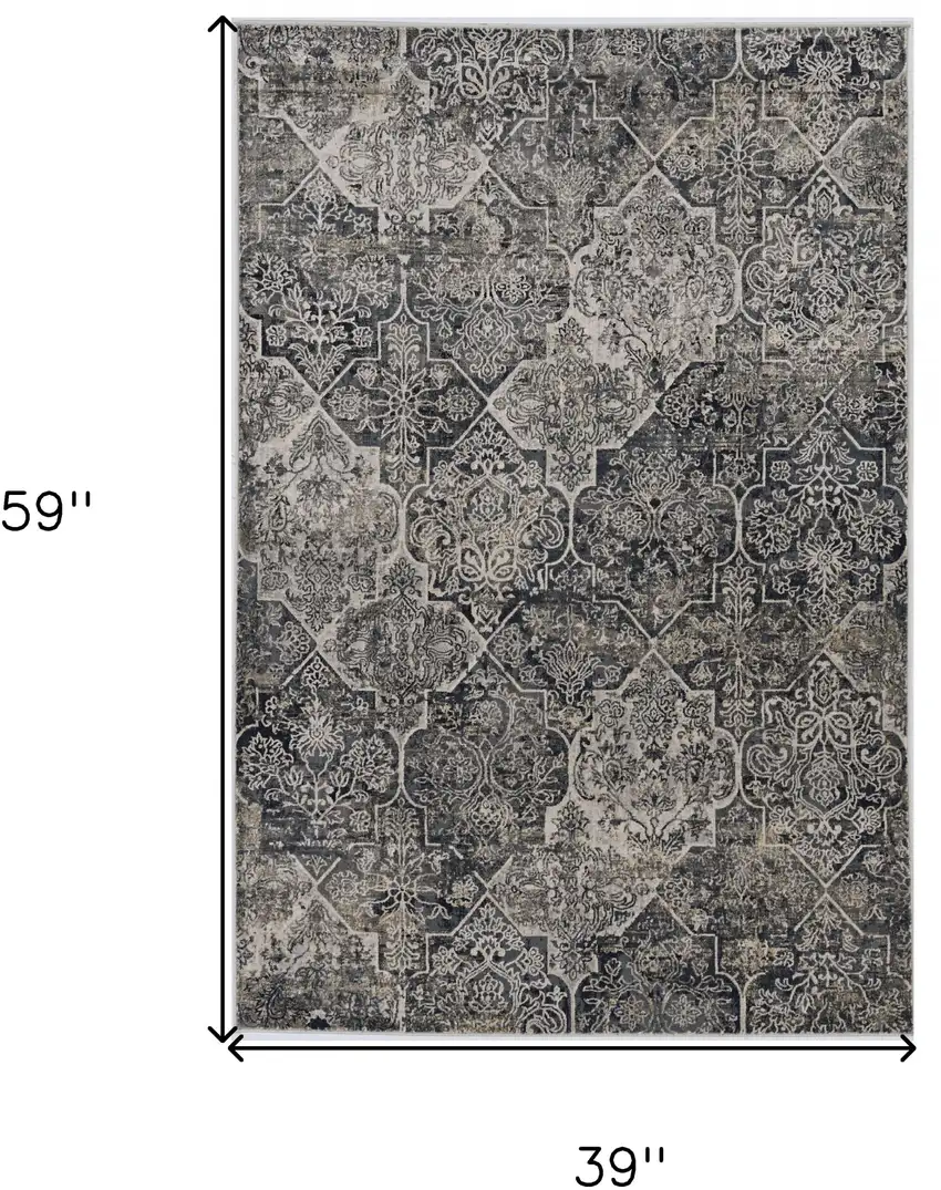 Gray Quatrefoil Area Rug Photo 3