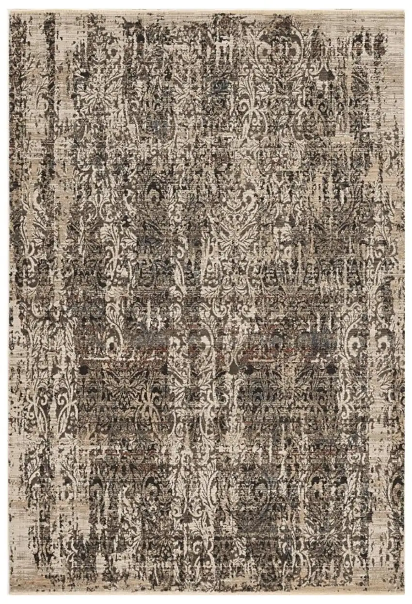 Grey Machine Woven Shrank Distressed Traditional Design Indoor Area Rug Photo 1