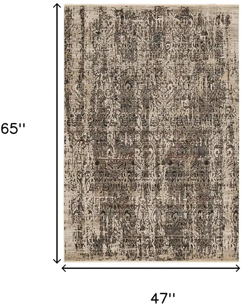 Grey Machine Woven Shrank Distressed Traditional Design Indoor Area Rug Photo 3