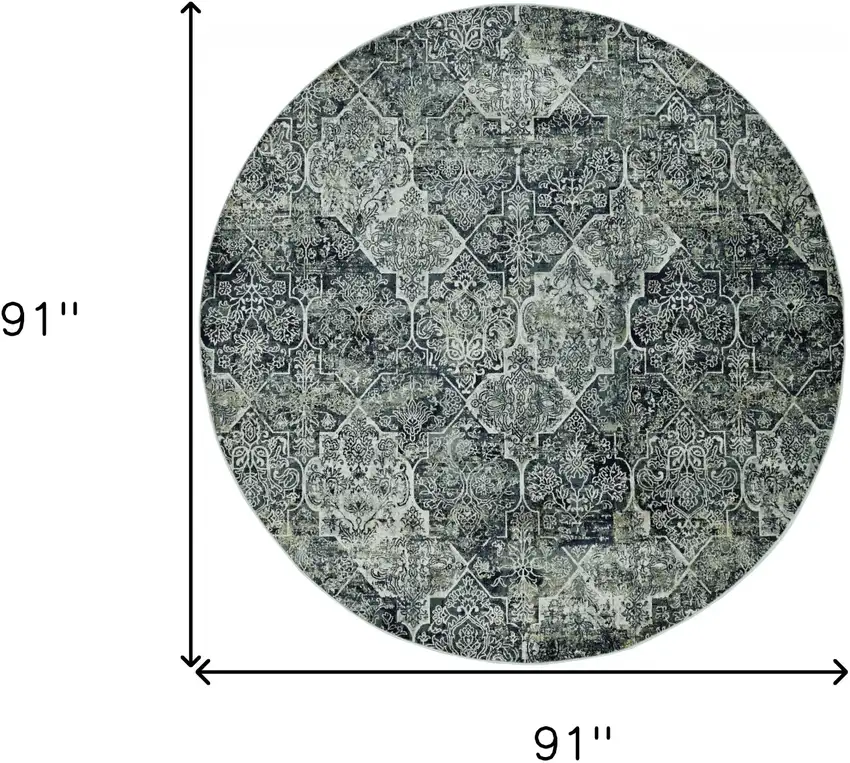 8' Gray Quatrefoil Area Rug Photo 3