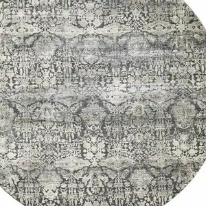 Photo of Grey Machine Woven Traditional Round Indoor Area Rug