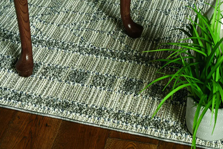 Grey Machine Woven UV Treated Bordered Chevron Indoor Outdoor Area Rug Photo 3