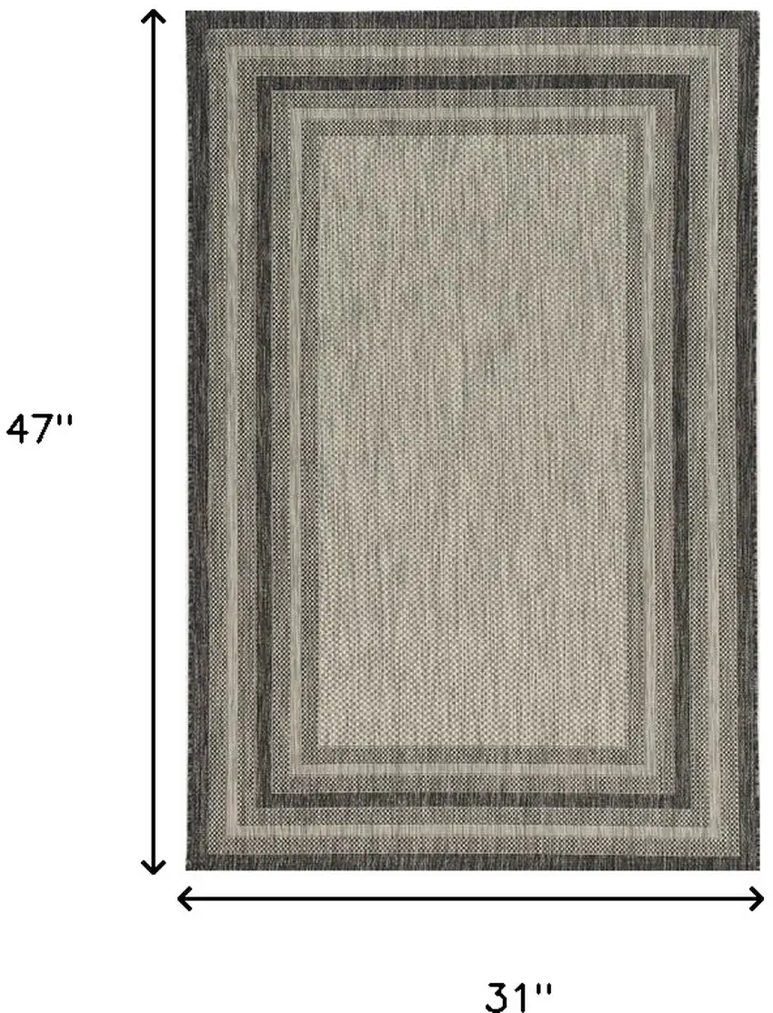 3'X4' Grey Machine Woven Uv Treated Bordered Indoor Outdoor Accent Rug Photo 7