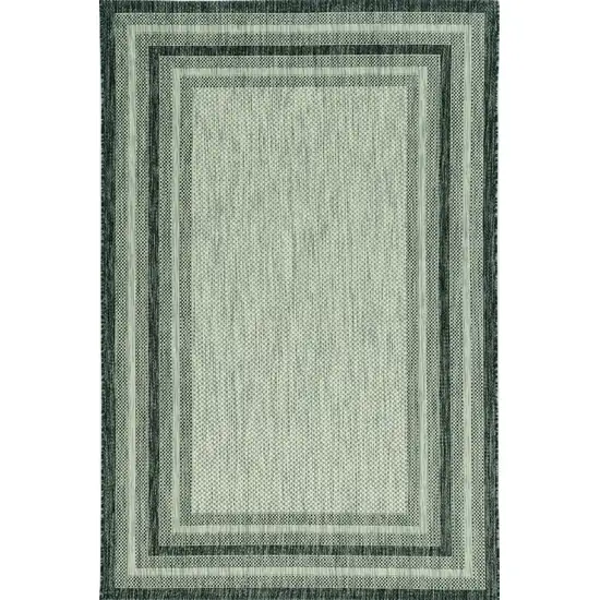 Grey Machine Woven UV Treated Bordered Indoor Outdoor Area Rug Photo 1