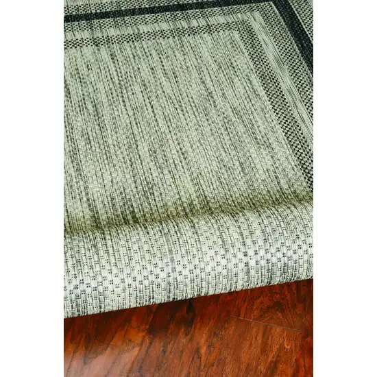 Grey Machine Woven UV Treated Bordered Indoor Outdoor Area Rug Photo 5