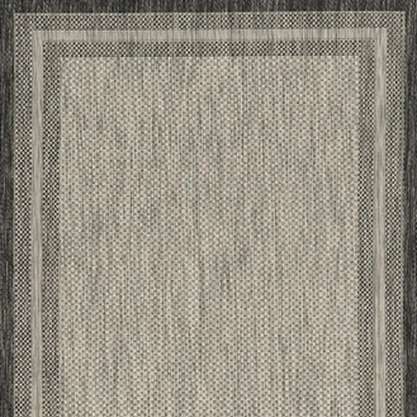 8'X11' Grey Machine Woven Uv Treated Bordered Indoor Outdoor Area Rug Photo 4