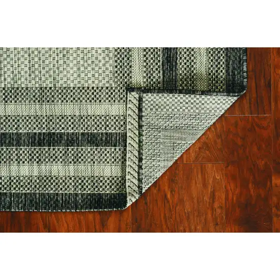 Grey Machine Woven UV Treated Bordered Indoor Outdoor Area Rug Photo 3