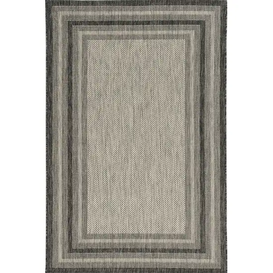 8'X11' Grey Machine Woven Uv Treated Bordered Indoor Outdoor Area Rug Photo 1