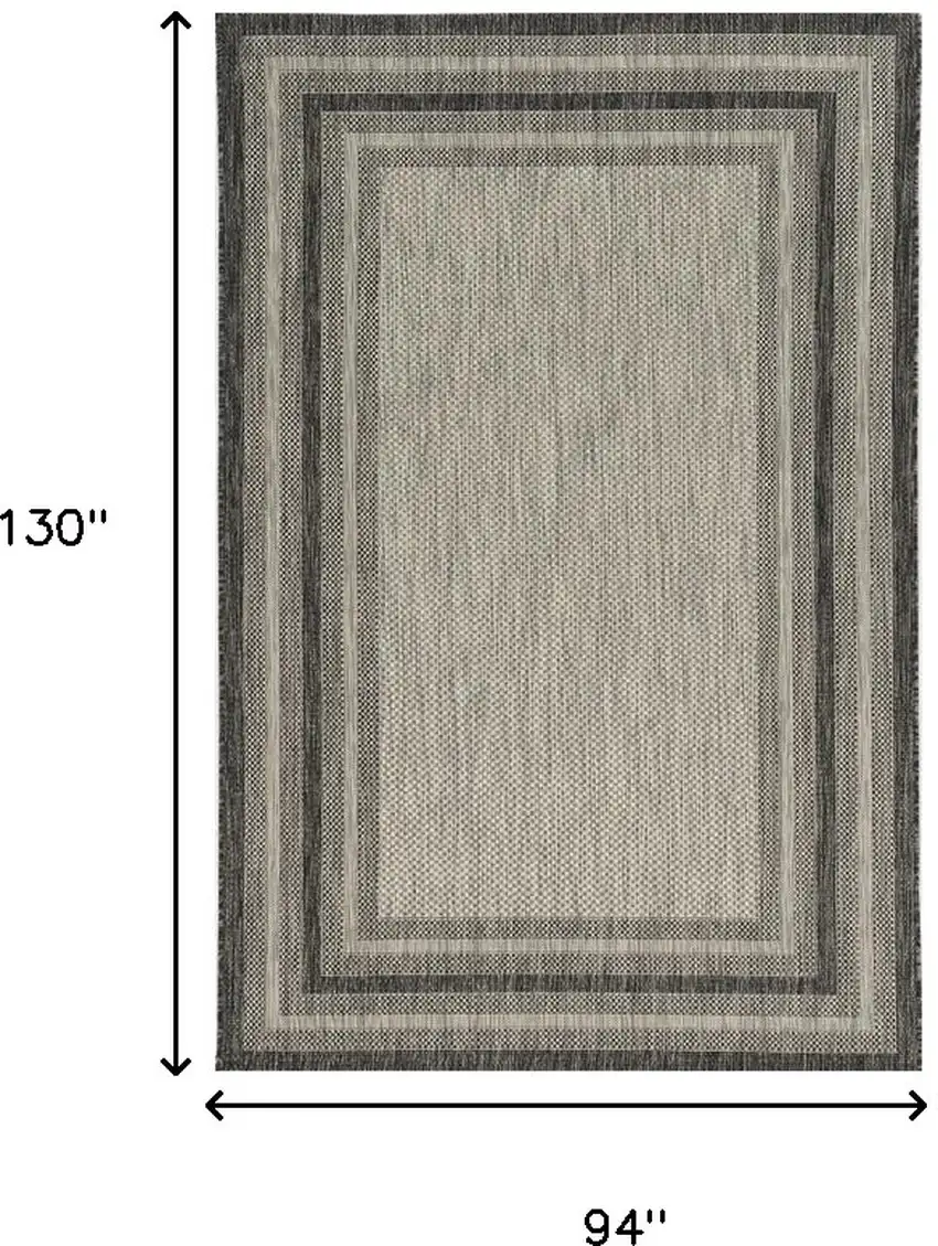 8'X11' Grey Machine Woven Uv Treated Bordered Indoor Outdoor Area Rug Photo 7