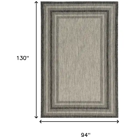 8'X11' Grey Machine Woven Uv Treated Bordered Indoor Outdoor Area Rug Photo 7
