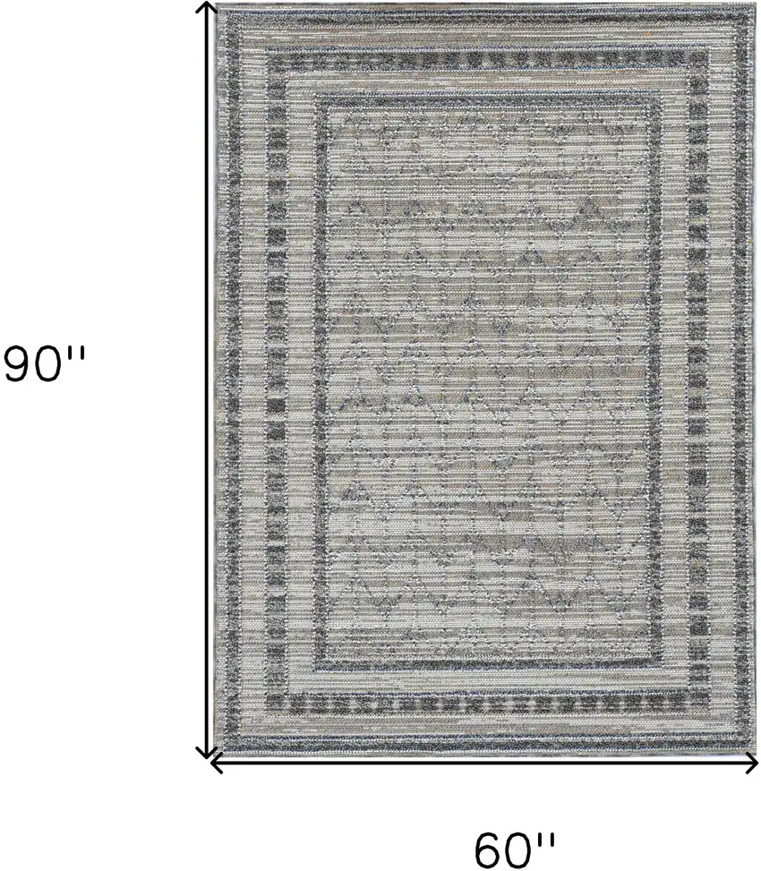 Gray Striped Indoor Outdoor Area Rug Photo 3