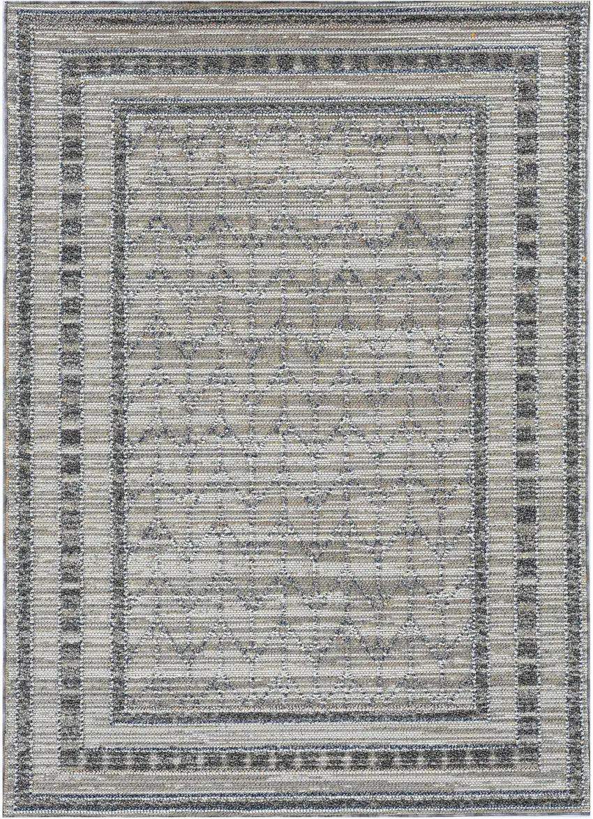 Gray Striped Indoor Outdoor Area Rug Photo 2