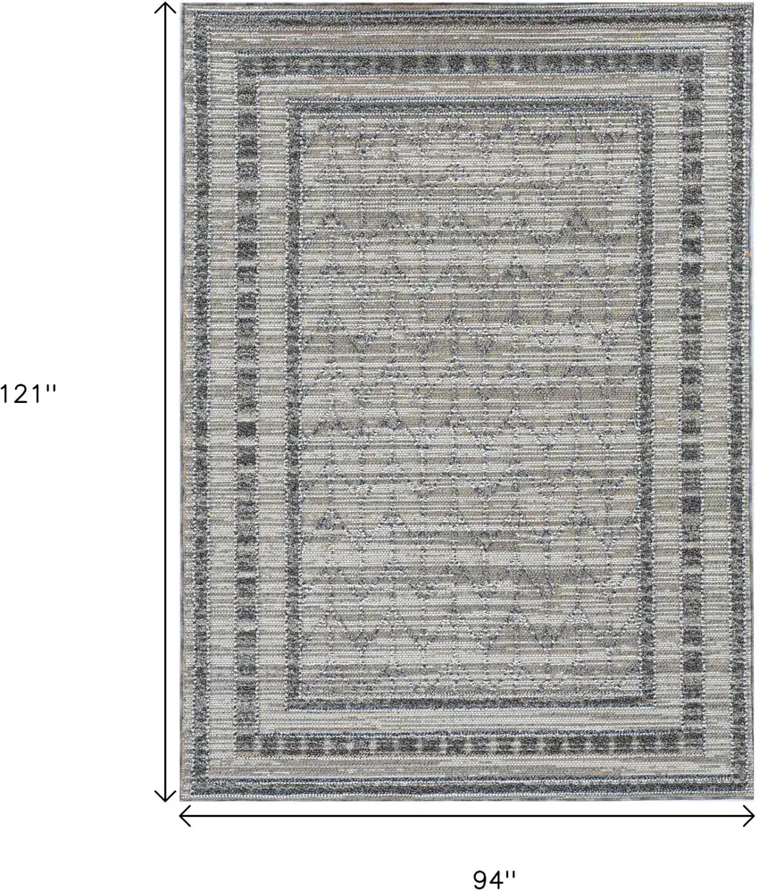 Gray Striped Indoor Outdoor Area Rug Photo 7