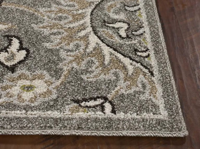 Grey Machine Woven UV Treated Floral Traditional Indoor Outdoor Area Rug Photo 4