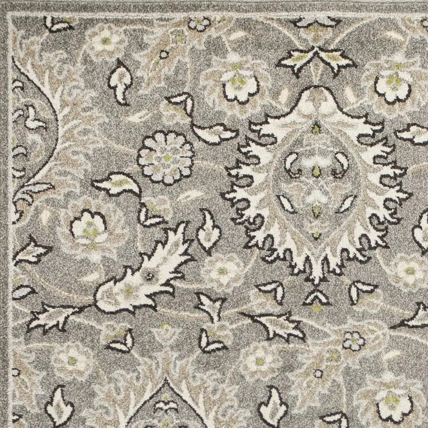 Grey Machine Woven UV Treated Floral Traditional Indoor Outdoor Area Rug Photo 3