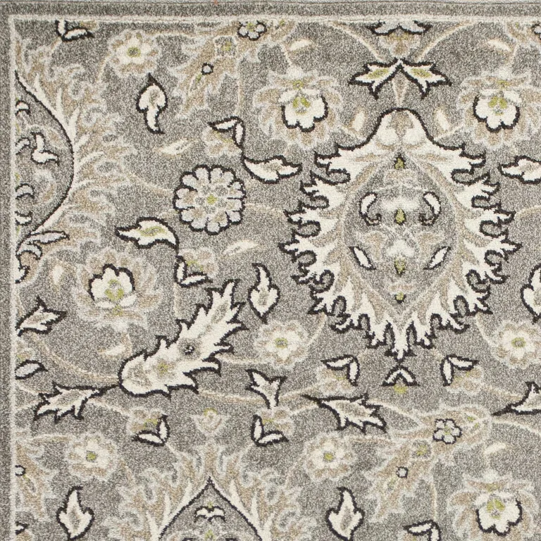 Grey Machine Woven UV Treated Floral Traditional Indoor Outdoor Area Rug Photo 3