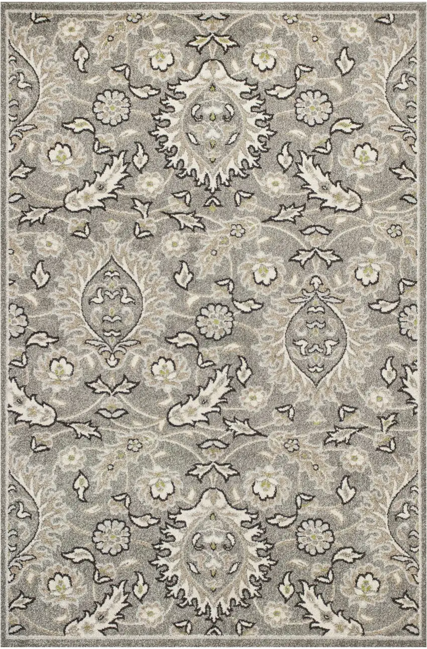 Grey Machine Woven Uv Treated Floral Traditional Indoor Outdoor Area Rug Photo 2