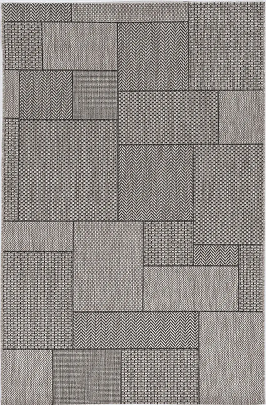 8'X11' Grey Machine Woven Uv Treated Geometric Indoor Outdoor Area Rug Photo 4