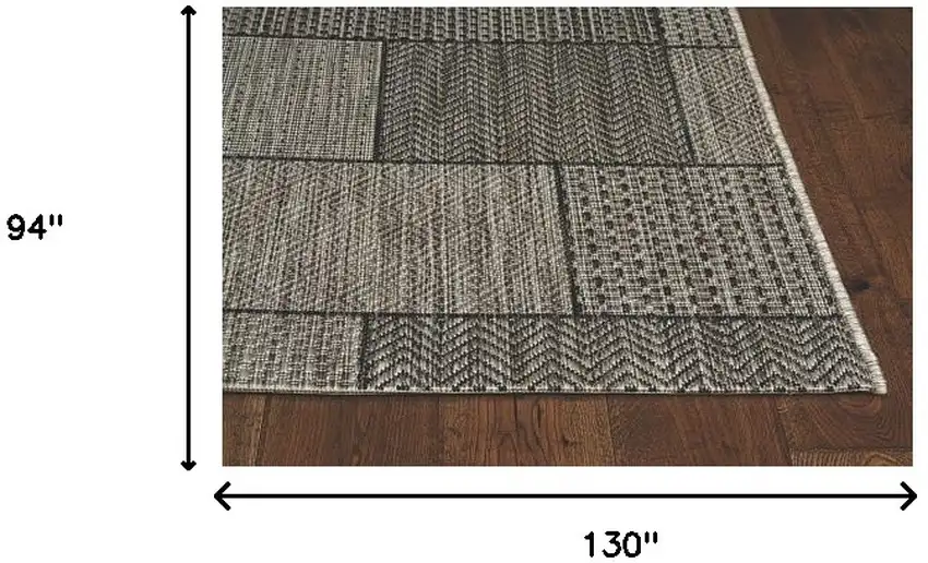 8'X11' Grey Machine Woven Uv Treated Geometric Indoor Outdoor Area Rug Photo 9