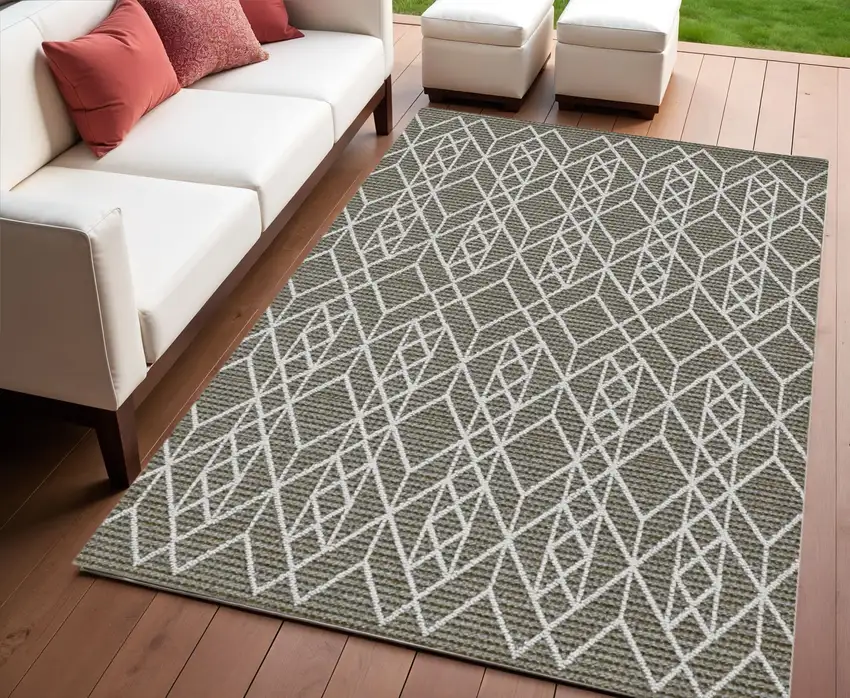 Gray Southwestern Indoor Outdoor Area Rug Photo 1