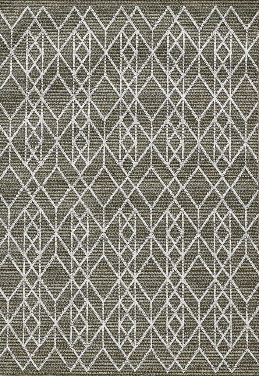 Grey Machine Woven UV Treated Geometric Indoor Outdoor Area Rug Photo 2