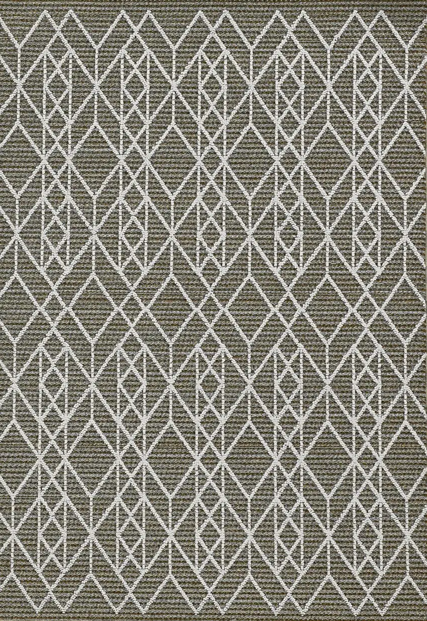 Grey Machine Woven UV Treated Geometric Indoor Outdoor Area Rug Photo 1