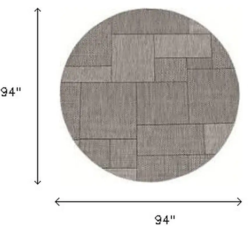 8' Grey Machine Woven Uv Treated Geometric Indoor Outdoor Round Area Rug Photo 6
