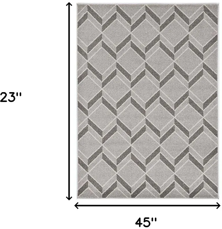 Grey Machine Woven UV Treated Herringbone Illusion Indoor Outdoor Accent Rug Photo 3