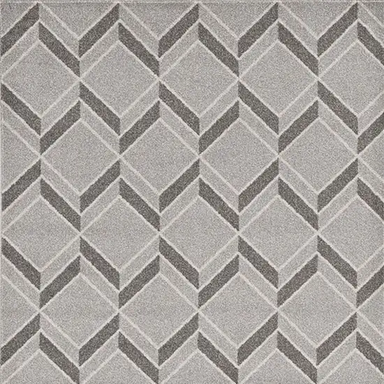 7'X10' Grey Machine Woven Uv Treated Herringbone Illusion Indoor Outdoor Area Rug Photo 6