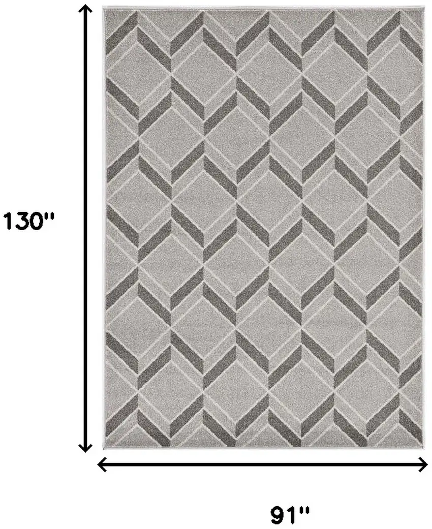 8'X11' Grey Machine Woven Uv Treated Herringbone Illusion Indoor Outdoor Area Rug Photo 7