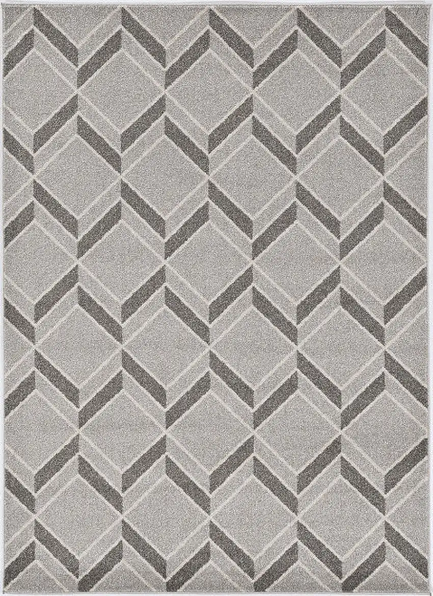 8'X11' Grey Machine Woven Uv Treated Herringbone Illusion Indoor Outdoor Area Rug Photo 6