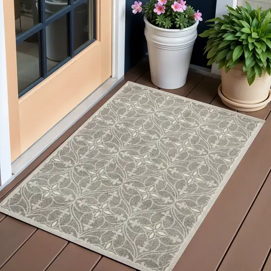 Gray Moroccan Indoor Outdoor Area Rug Photo 1