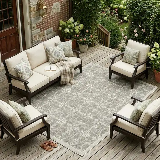 Gray Moroccan Indoor Outdoor Area Rug Photo 1