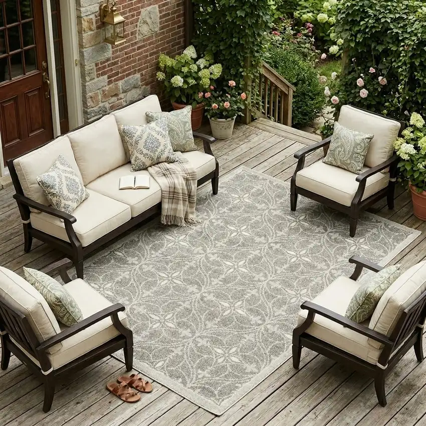 Gray Moroccan Indoor Outdoor Area Rug Photo 1