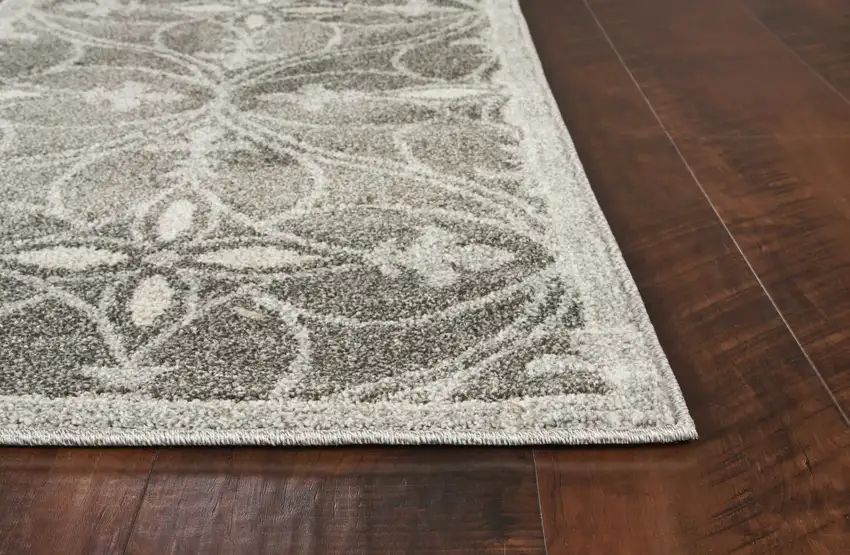Grey Machine Woven UV Treated Ogee Indoor Outdoor Area Rug Photo 4
