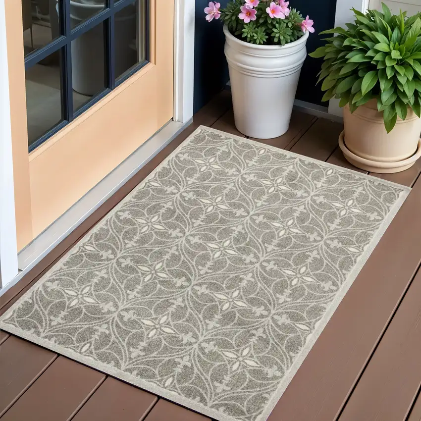 Gray Moroccan Indoor Outdoor Area Rug Photo 1