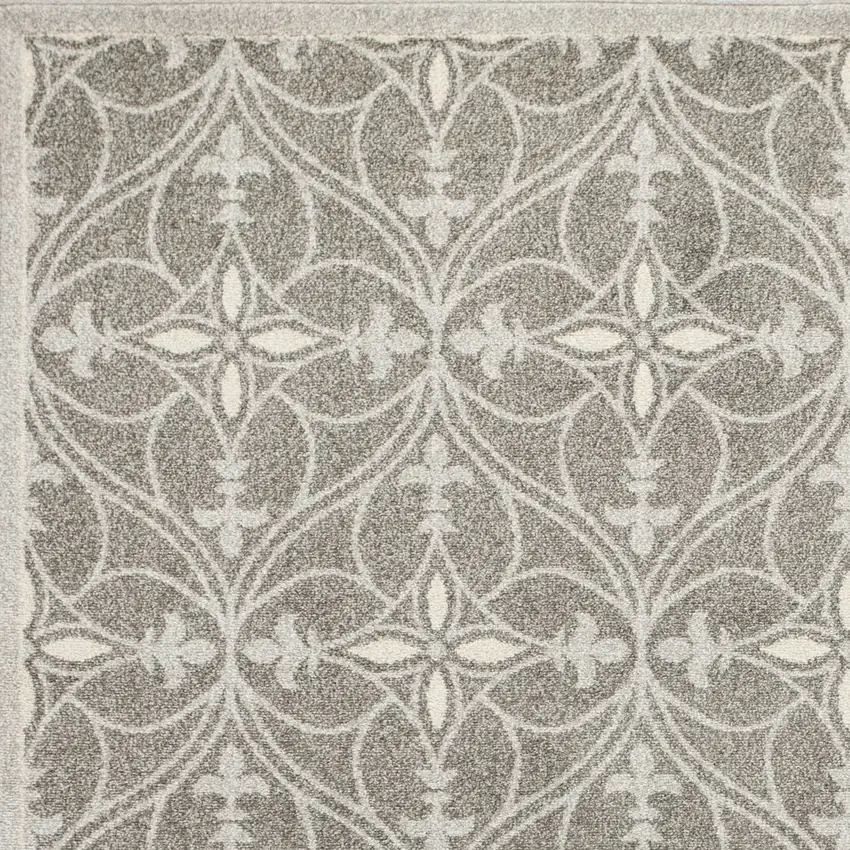 Grey Machine Woven UV Treated Ogee Indoor Outdoor Area Rug Photo 3