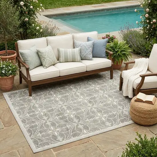 Gray Moroccan Indoor Outdoor Area Rug Photo 1