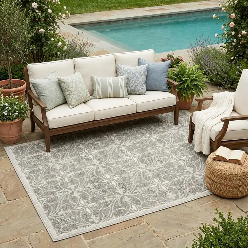 Gray Moroccan Indoor Outdoor Area Rug Photo 1