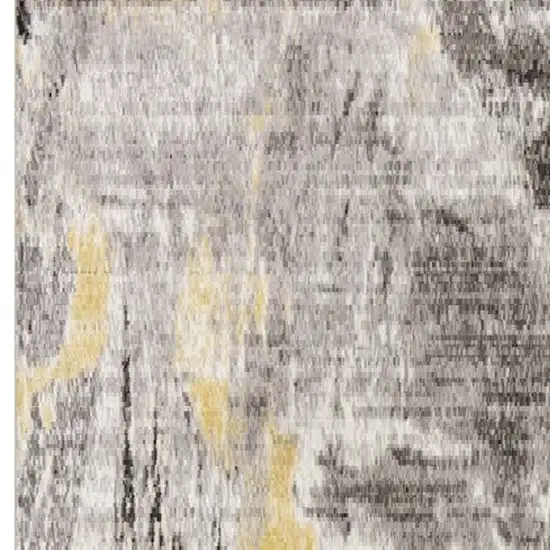 7' Grey Machine Woven Watercolor Splash Indoor Runner Rug Photo 7
