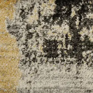 Photo of Grey Machine Woven Watercolor Splash Indoor Runner Rug