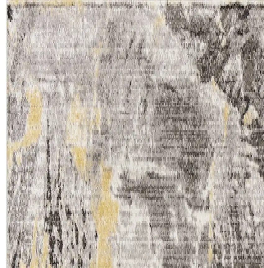 7' Grey Machine Woven Watercolor Splash Indoor Runner Rug Photo 8