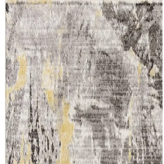 7' Grey Machine Woven Watercolor Splash Indoor Runner Rug Photo 8