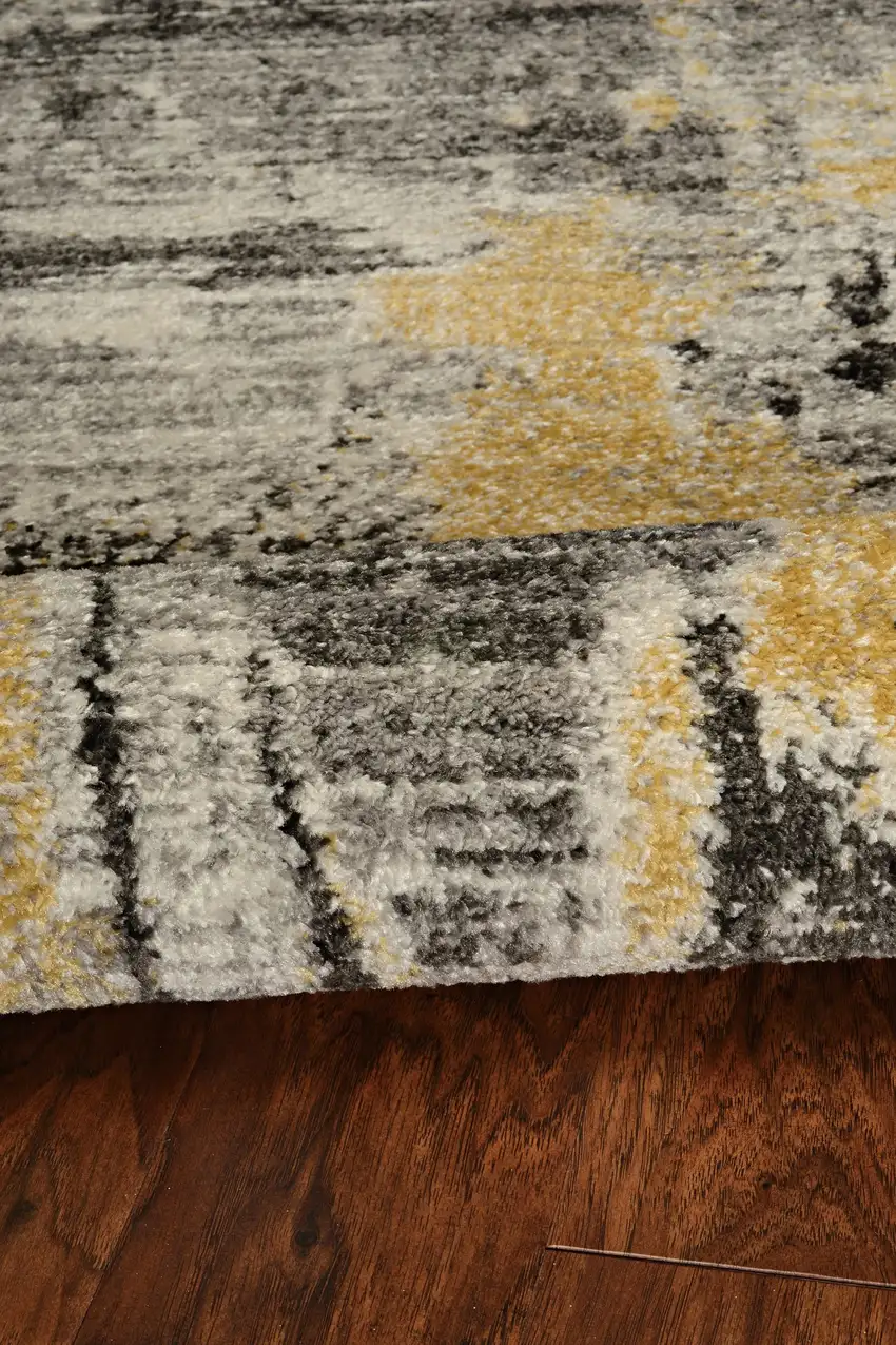 Grey Machine Woven Watercolor Splash Indoor Runner Rug Photo 6