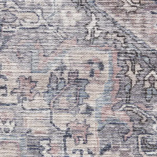 Grey Medallion Distressed Washable Area Rug Photo 9