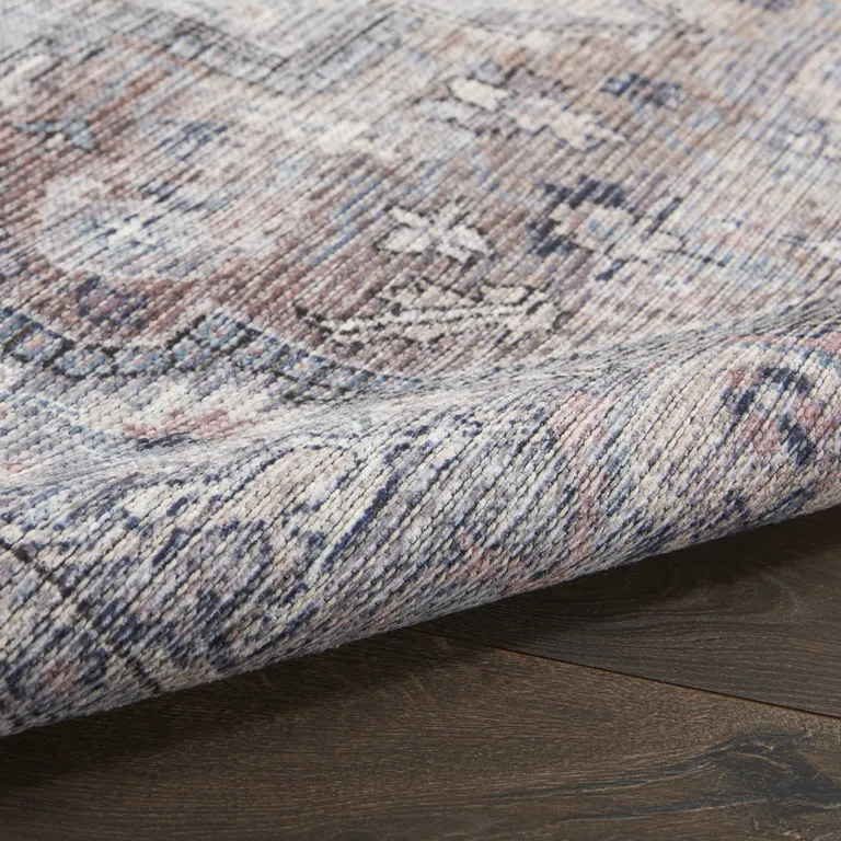 Grey Medallion Distressed Washable Area Rug Photo 5