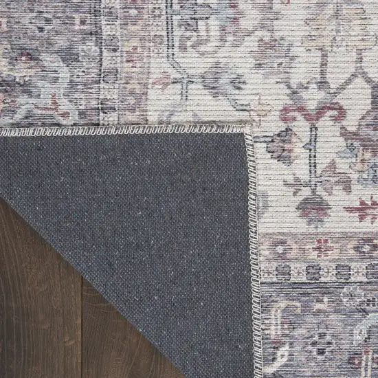 Grey Medallion Distressed Washable Area Rug Photo 9