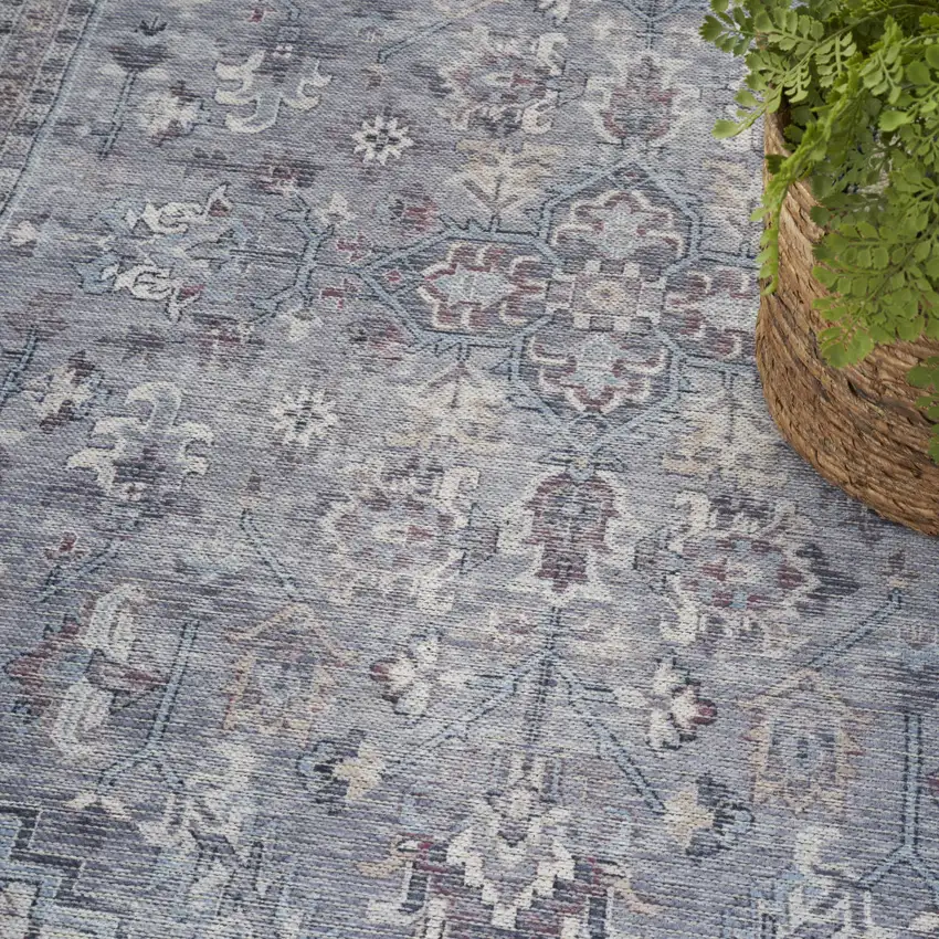 Grey Medallion Distressed Washable Area Rug Photo 8