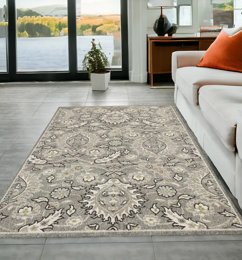 Grey Medallion Uv Treated Area Rug Photo 1