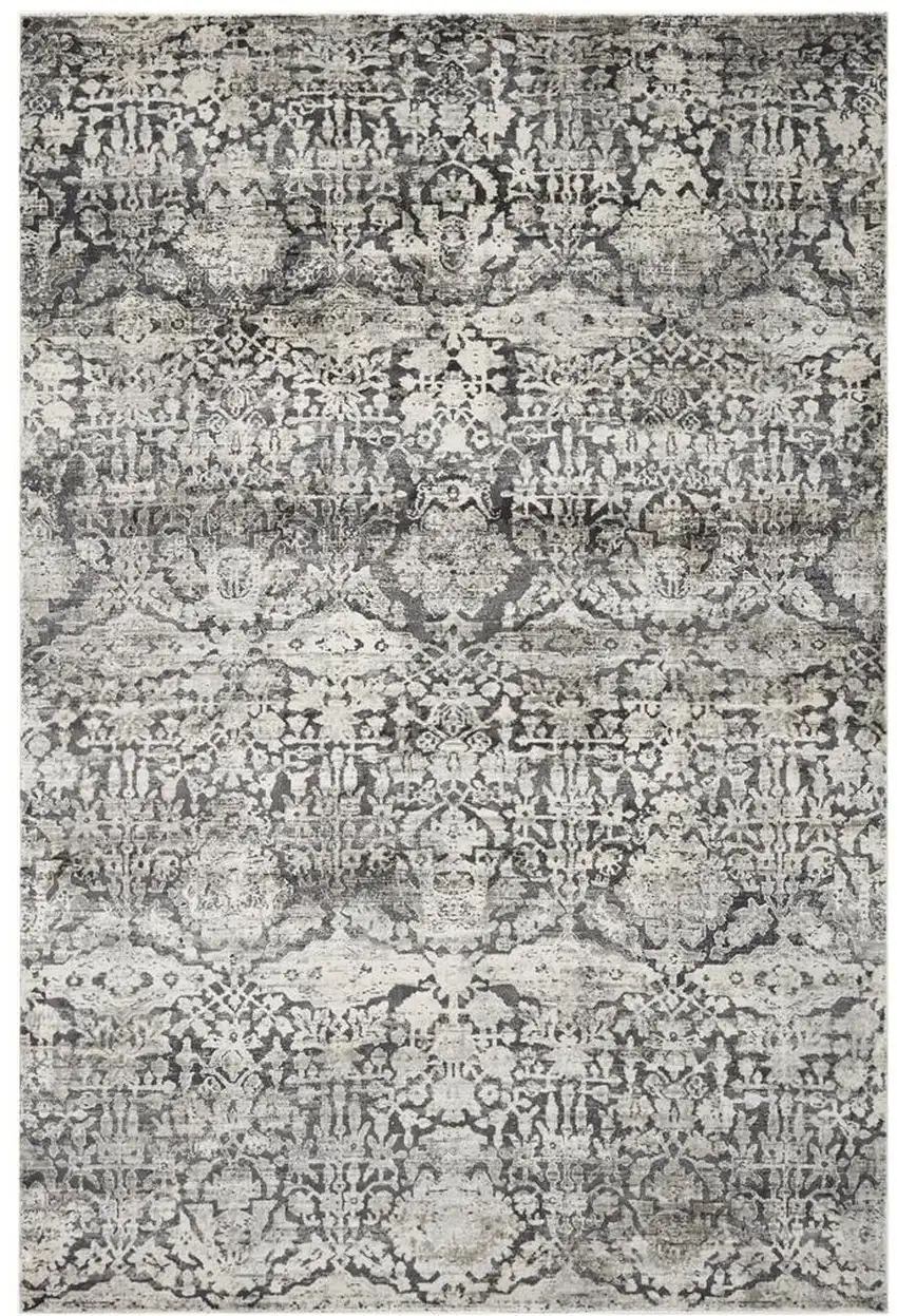 Grey Medallion Viscose Rug Photo 2